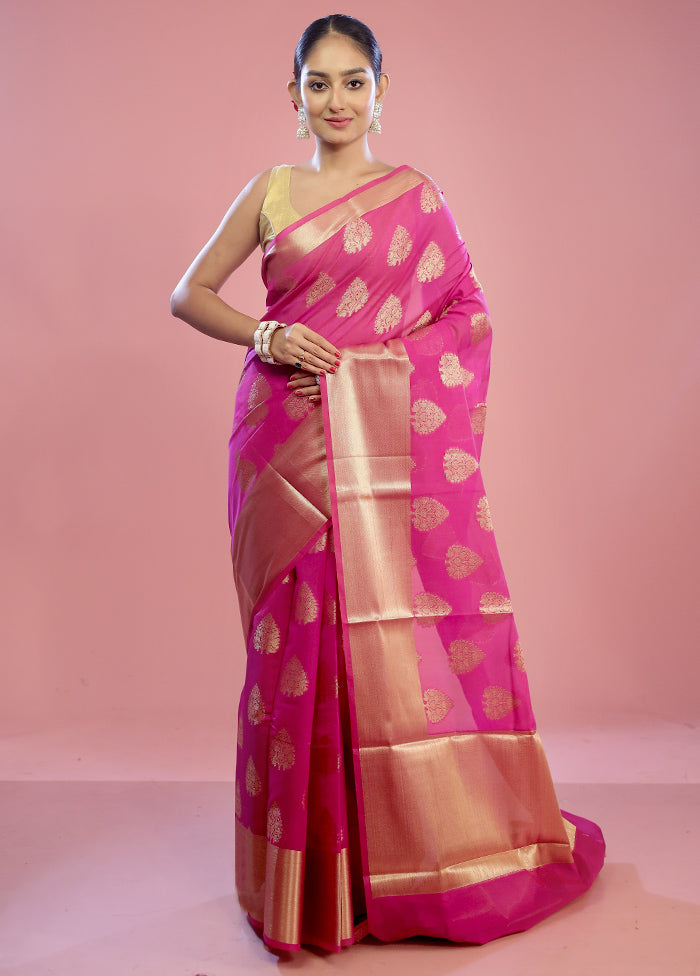 Pink Kora Silk Saree With Blouse Piece - Indian Silk House Agencies