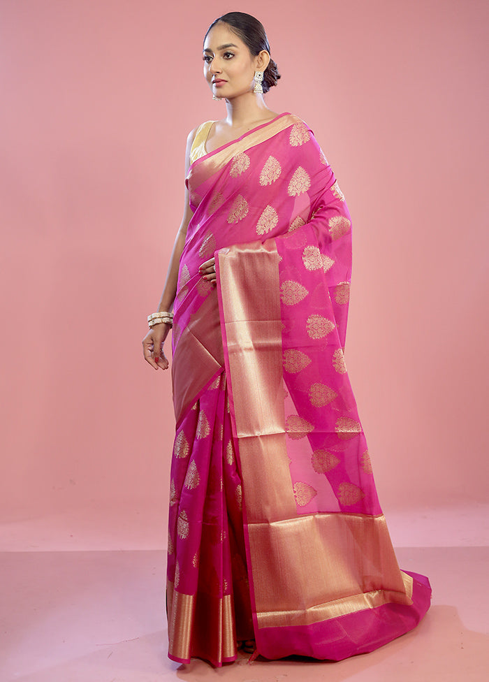 Pink Kora Silk Saree With Blouse Piece - Indian Silk House Agencies