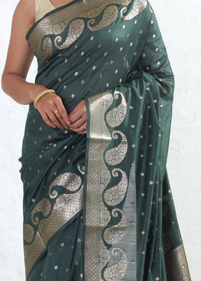 Green Cotton Saree With Blouse Piece - Indian Silk House Agencies