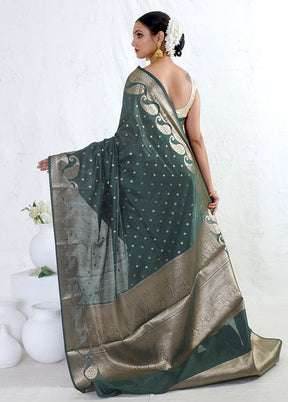 Green Cotton Saree With Blouse Piece - Indian Silk House Agencies