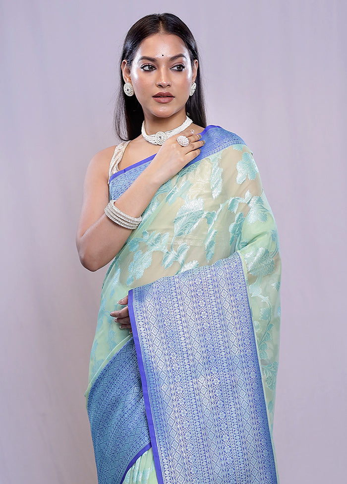 Green Kora Silk Saree With Blouse Piece - Indian Silk House Agencies