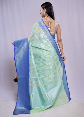 Green Kora Silk Saree With Blouse Piece - Indian Silk House Agencies