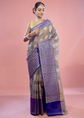 Grey Kora Silk Saree With Blouse Piece - Indian Silk House Agencies