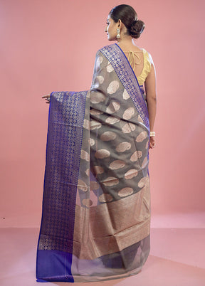 Grey Kora Silk Saree With Blouse Piece - Indian Silk House Agencies