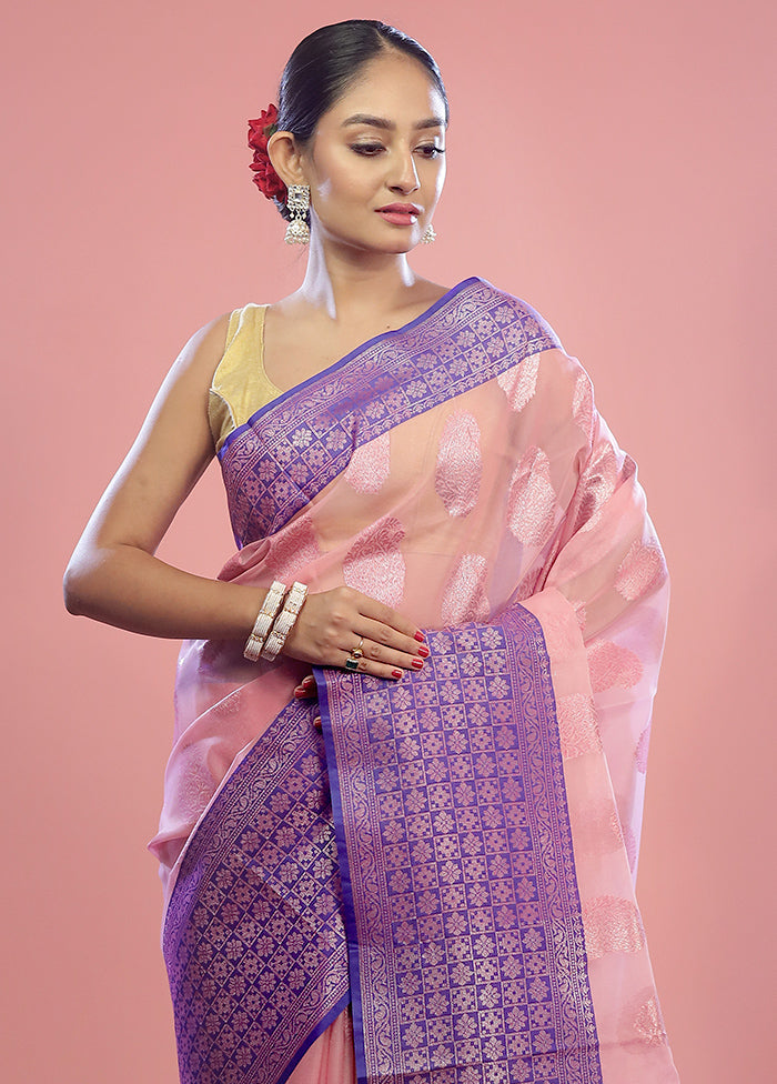 Pink Kora Silk Saree With Blouse Piece - Indian Silk House Agencies