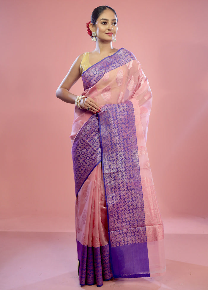 Pink Kora Silk Saree With Blouse Piece - Indian Silk House Agencies