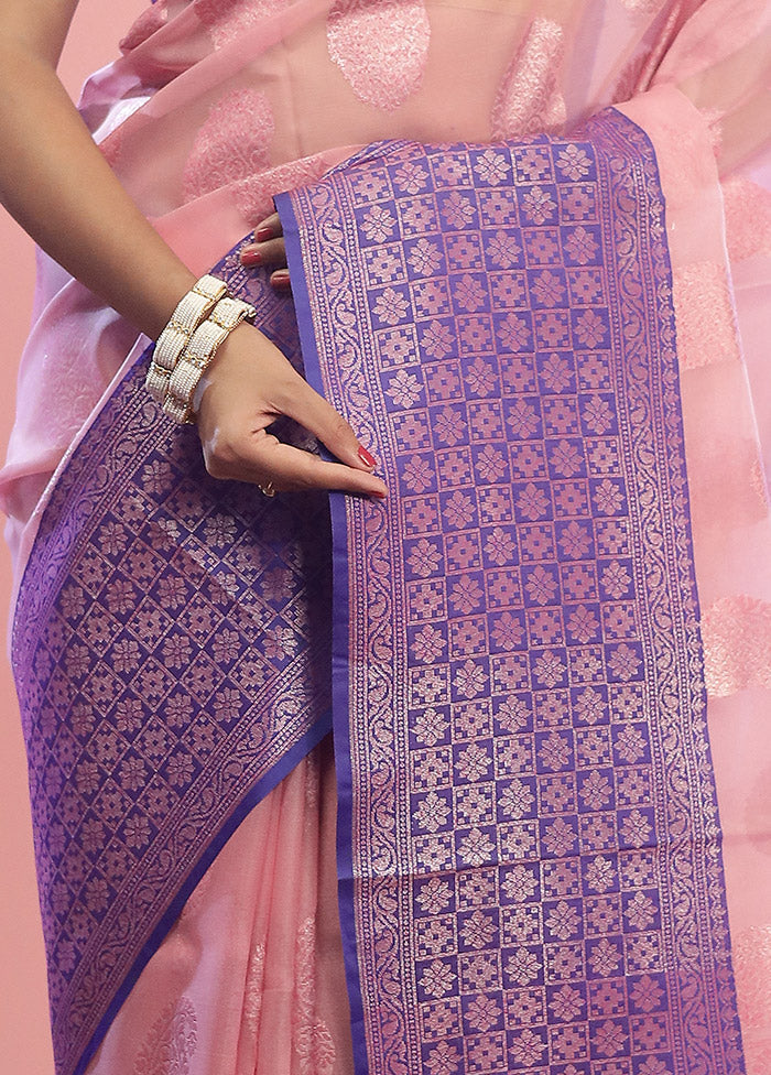 Pink Kora Silk Saree With Blouse Piece - Indian Silk House Agencies