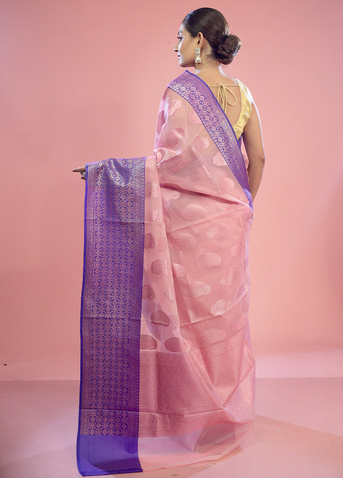 Pink Kora Silk Saree With Blouse Piece - Indian Silk House Agencies