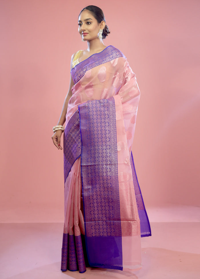 Pink Kora Silk Saree With Blouse Piece - Indian Silk House Agencies