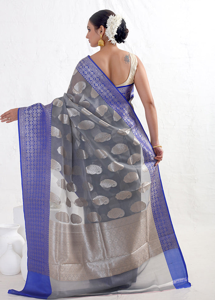 Grey Kora Silk Saree With Blouse Piece - Indian Silk House Agencies