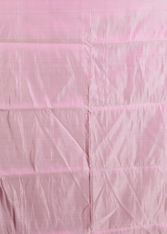 Pink Handloom Tanchoi Pure Silk Saree With Blouse Piece