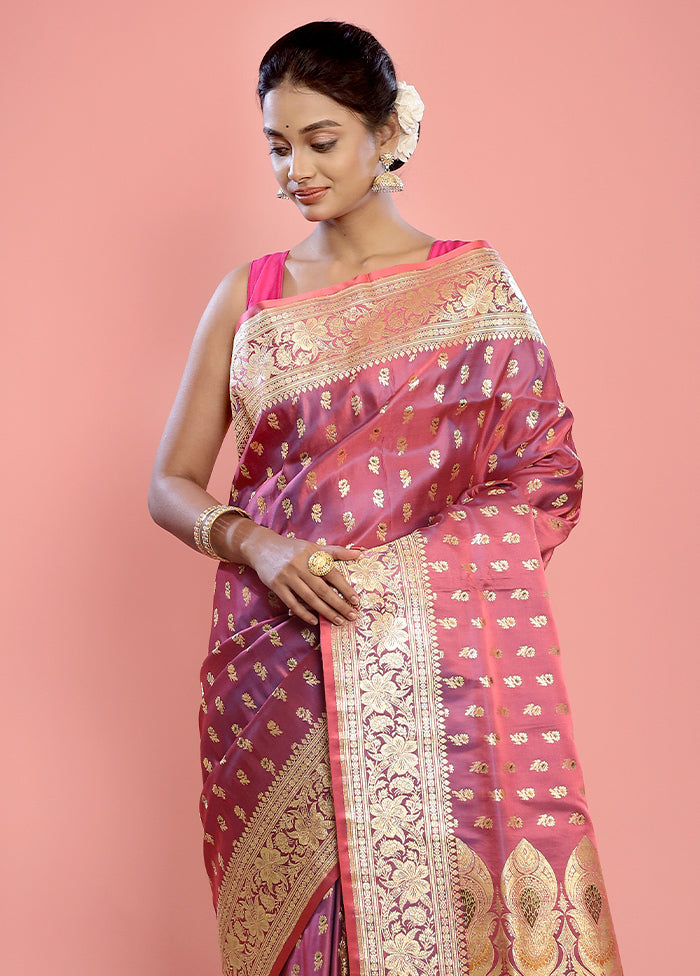 Pink Banarasi Pure Silk Saree With Blouse Piece - Indian Silk House Agencies