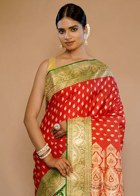 Red Banarasi Pure Silk Saree With Blouse Piece - Indian Silk House Agencies