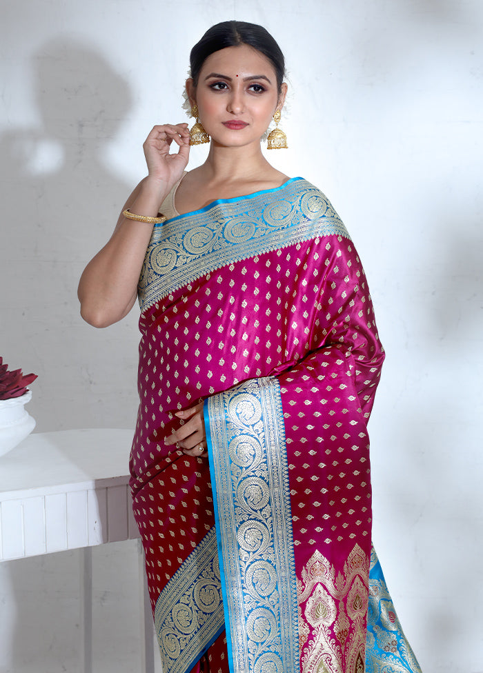 Purple Banarasi Pure Silk Saree With Blouse Piece - Indian Silk House Agencies