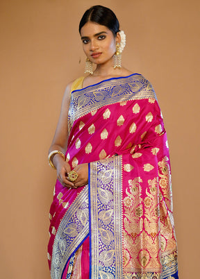 Pink Banarasi Pure Silk Saree With Blouse Piece - Indian Silk House Agencies