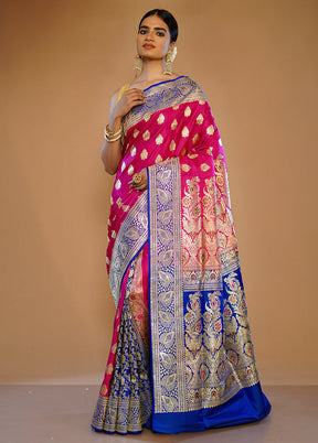 Pink Banarasi Pure Silk Saree With Blouse Piece - Indian Silk House Agencies