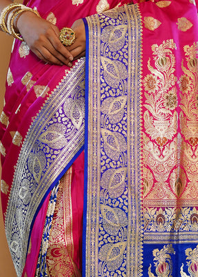 Pink Banarasi Pure Silk Saree With Blouse Piece - Indian Silk House Agencies