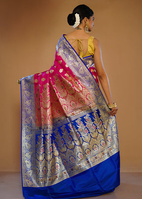 Pink Banarasi Pure Silk Saree With Blouse Piece - Indian Silk House Agencies