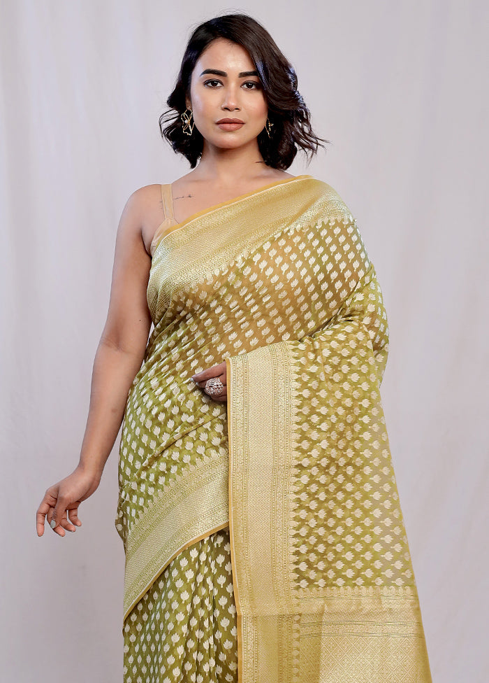 Green Pure Cotton Saree With Blouse Piece - Indian Silk House Agencies