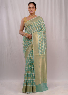 Green Pure Cotton Saree With Blouse Piece - Indian Silk House Agencies