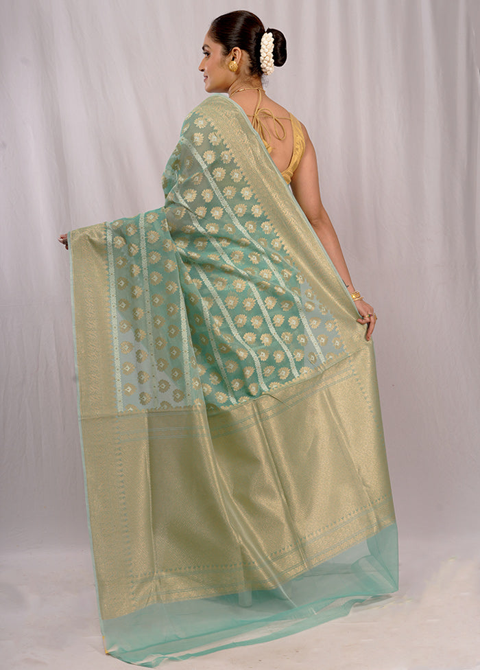 Green Pure Cotton Saree With Blouse Piece - Indian Silk House Agencies