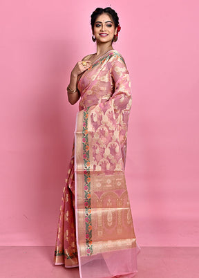 Pink Organza Saree With Blouse Piece - Indian Silk House Agencies