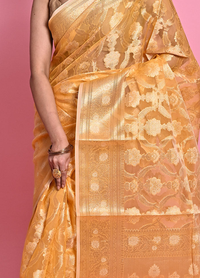 Yellow Organza Saree With Blouse Piece - Indian Silk House Agencies