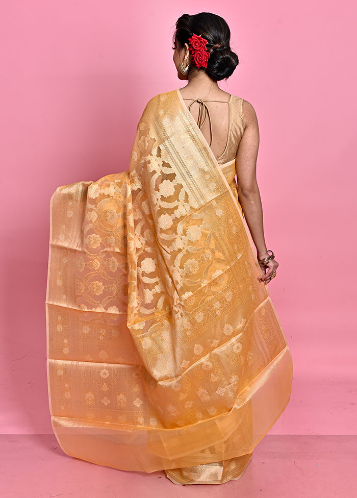 Yellow Organza Saree With Blouse Piece - Indian Silk House Agencies