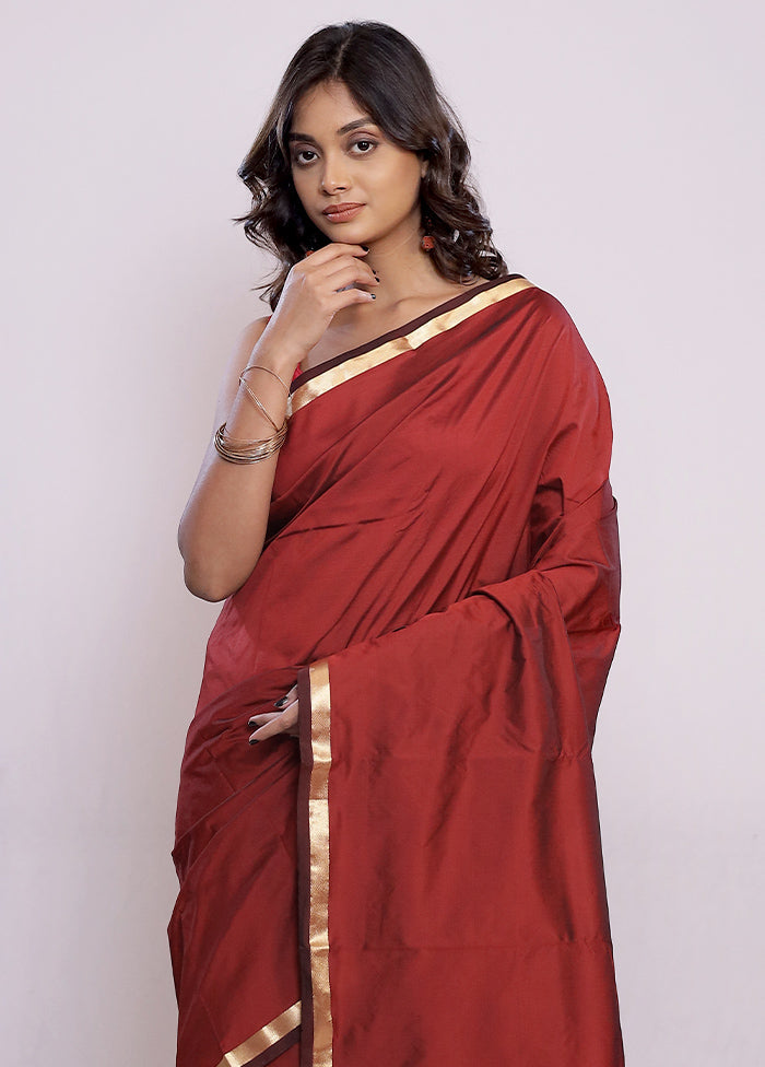 Maroon Kanjivaram Silk Saree With Blouse Piece - Indian Silk House Agencies