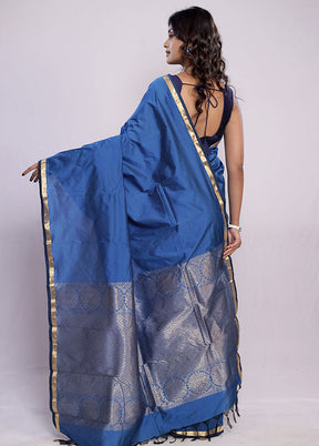 Blue Kanjivaram Silk Saree With Blouse Piece - Indian Silk House Agencies