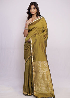 Green Kanjivaram Silk Saree With Blouse Piece - Indian Silk House Agencies