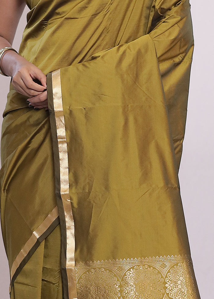 Green Kanjivaram Silk Saree With Blouse Piece - Indian Silk House Agencies