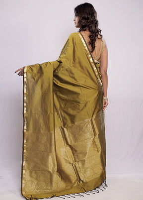 Green Kanjivaram Silk Saree With Blouse Piece - Indian Silk House Agencies