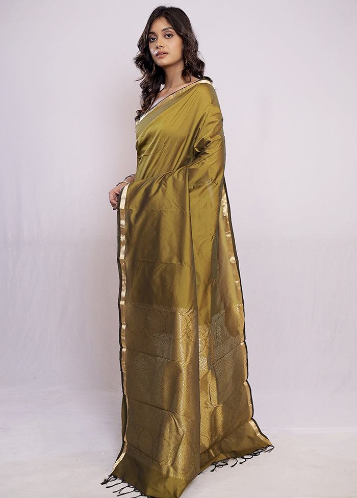 Green Kanjivaram Silk Saree With Blouse Piece - Indian Silk House Agencies