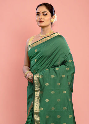 Green Kanjivaram Silk Saree With Blouse Piece - Indian Silk House Agencies