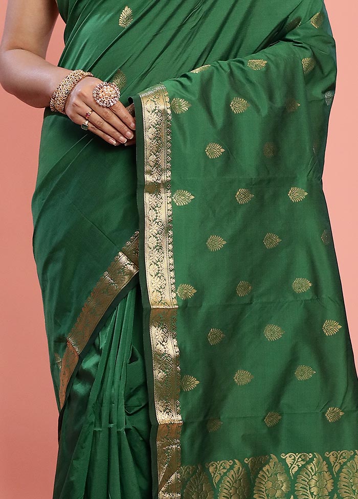 Green Kanjivaram Silk Saree With Blouse Piece - Indian Silk House Agencies