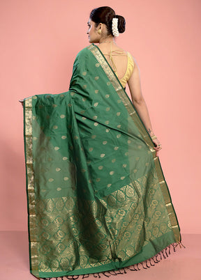 Green Kanjivaram Silk Saree With Blouse Piece - Indian Silk House Agencies