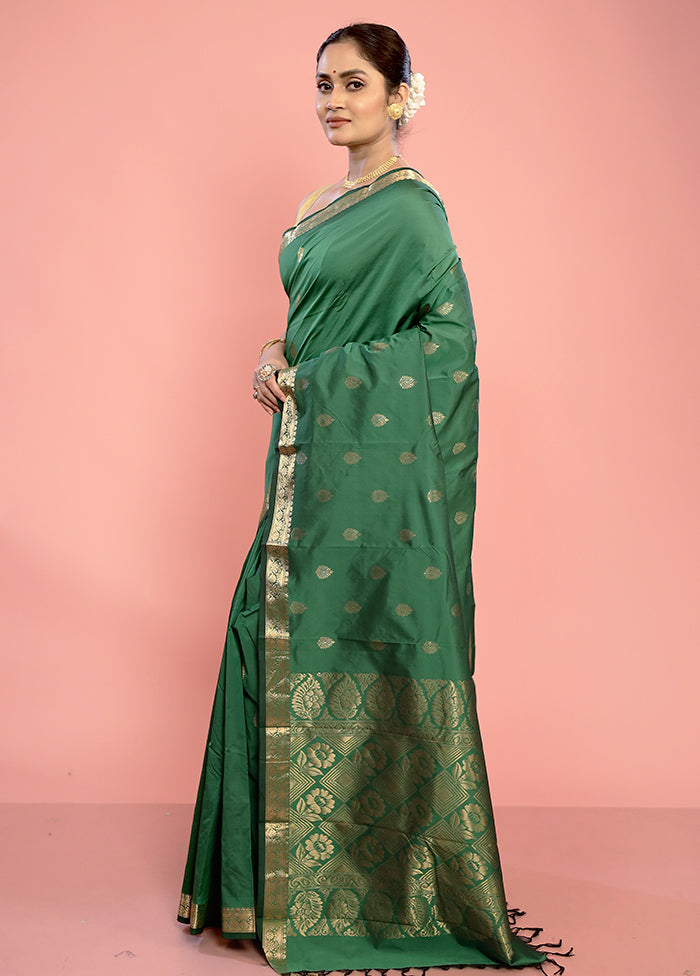 Green Kanjivaram Silk Saree With Blouse Piece - Indian Silk House Agencies