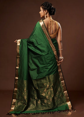 Green Kanjivaram Silk Saree With Blouse Piece - Indian Silk House Agencies