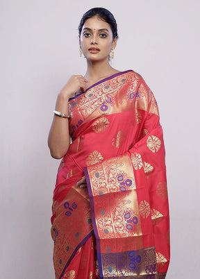 Pink Kanjivaram Silk Saree With Blouse Piece - Indian Silk House Agencies