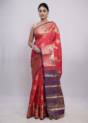 Pink Kanjivaram Silk Saree With Blouse Piece - Indian Silk House Agencies