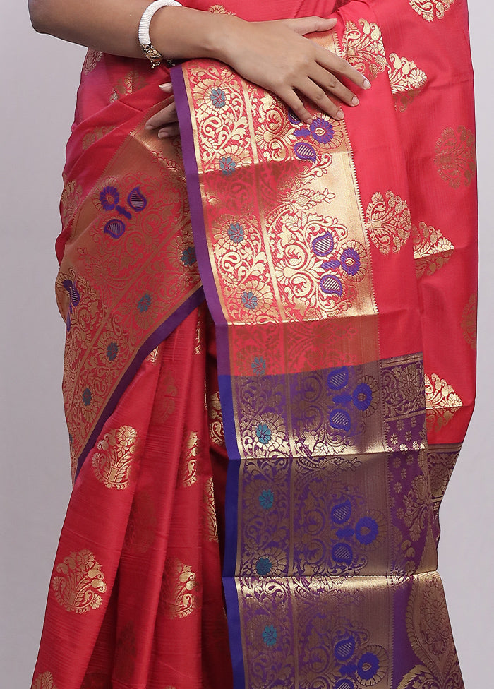 Pink Kanjivaram Silk Saree With Blouse Piece - Indian Silk House Agencies