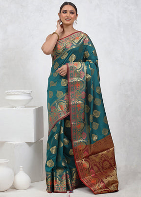 Green Kanjivaram Silk Saree With Blouse Piece