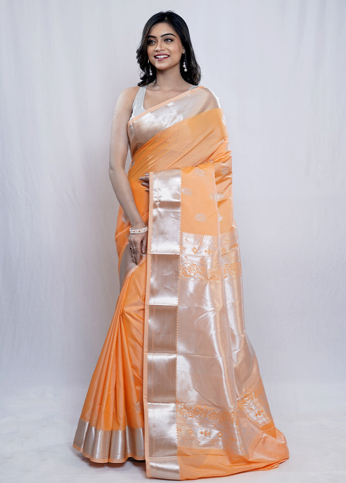 Rust Kanjivaram Silk Saree With Blouse Piece - Indian Silk House Agencies