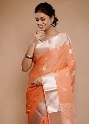 Peach Kanjivaram Silk Saree With Blouse Piece - Indian Silk House Agencies