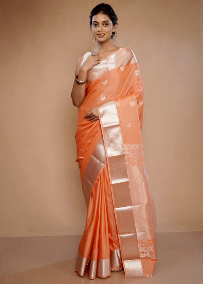 Peach Kanjivaram Silk Saree With Blouse Piece - Indian Silk House Agencies