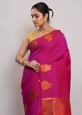 Pink Kanjivaram Silk Saree With Blouse Piece - Indian Silk House Agencies