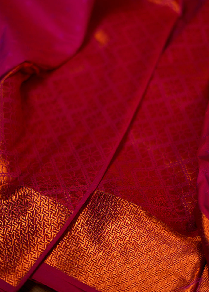 Pink Kanjivaram Silk Saree With Blouse Piece - Indian Silk House Agencies