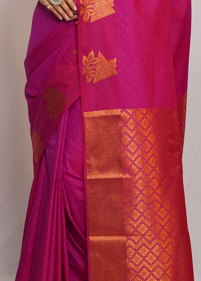 Pink Kanjivaram Silk Saree With Blouse Piece - Indian Silk House Agencies