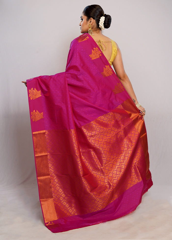 Pink Kanjivaram Silk Saree With Blouse Piece - Indian Silk House Agencies